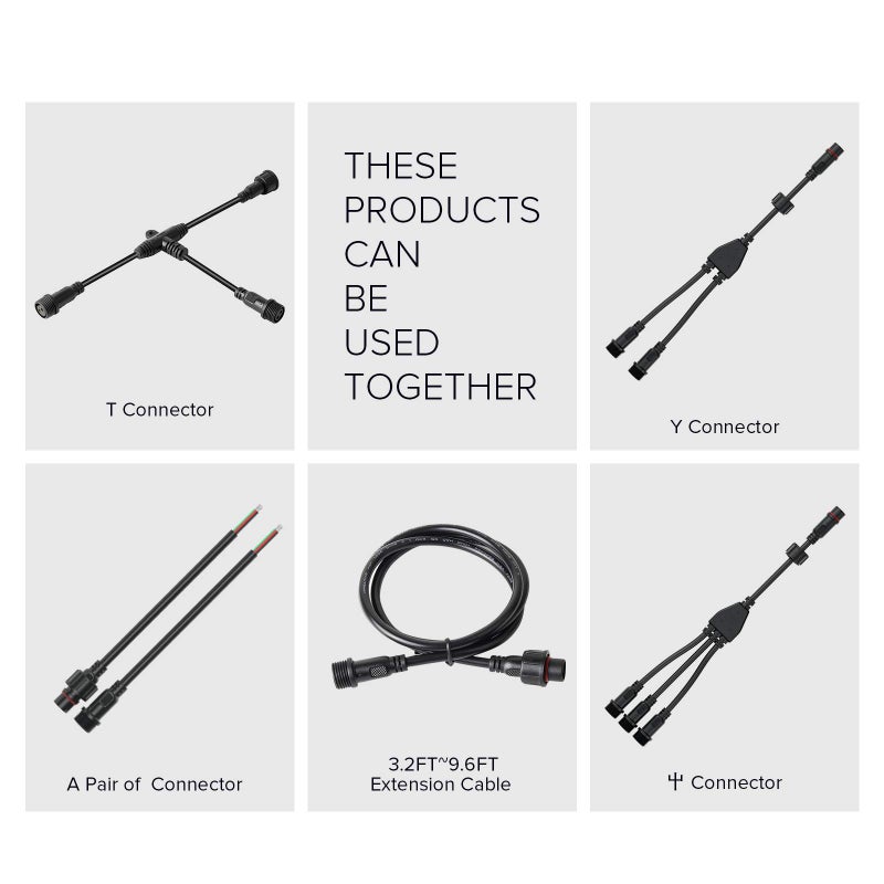 BTF-LIGHTING موصل كهربائي BTF-LIGHTING 5 دبابيس 22AWG IP65 موصل ذكر وأنثى كابل تمديد 7.87 بوصة/20 سم للسيارة، الشاحنة، القارب، أضواء شريط LED داخلية/خارجية 22 مم صمولة كبيرة الحجم 5 أزواج - Image 4